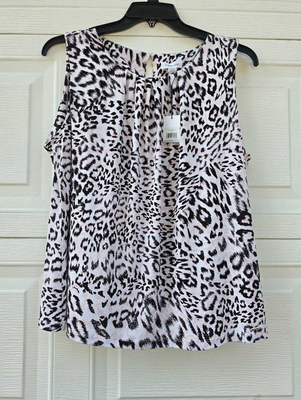 Calvin Klein Pink Leopard Print Sleeveless Blouse
